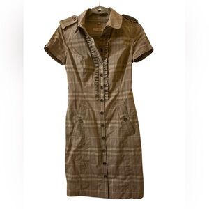 Burberry Gray Plaid Button-Up Dress size 2